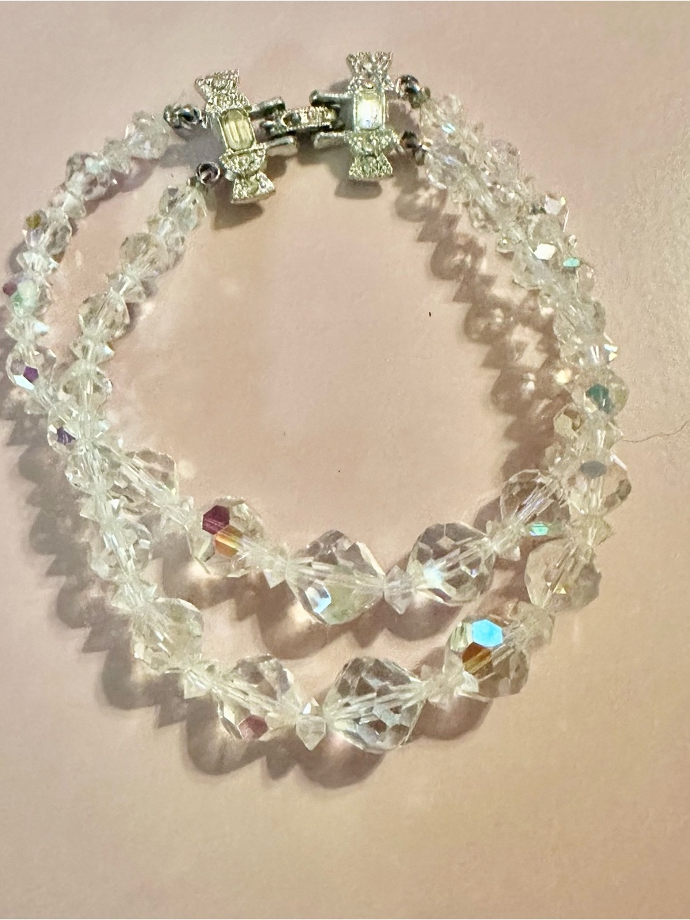 Crystal Bead Double-Strand Bracelet - Clear